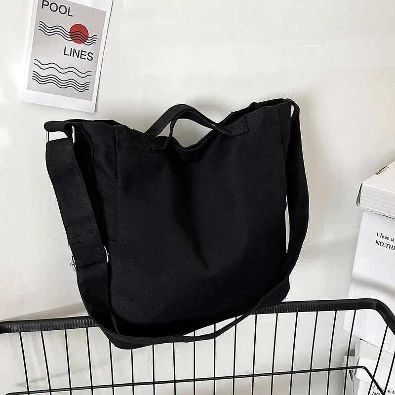 Female Canvas Tote Bag Ladies Shoulder Bag Casual Travel Satchel