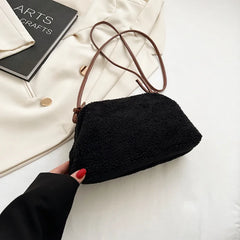 Female Small Cloud Bag Lamb Wool Shoulder Bags for Women Clip Clutch Fur Crossbo