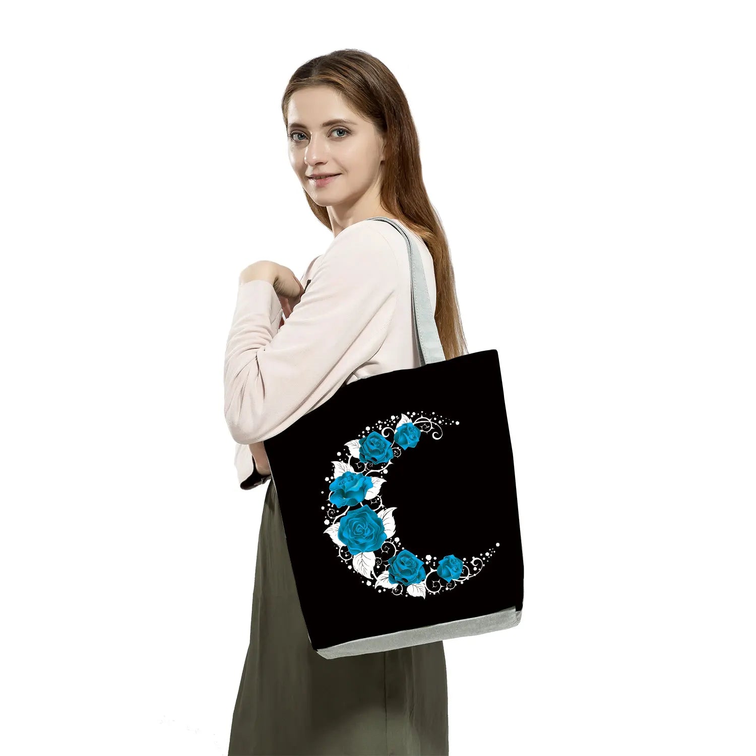 Floral Women Handbags Red Rose Musical Note Print Tote Graphic Shoulder Bag