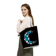 Floral Women Handbags Red Rose Musical Note Print Tote Graphic Shoulder Bag