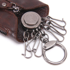 Leather Women Key Wallet Keychain Covers Zipper Key Case Bag