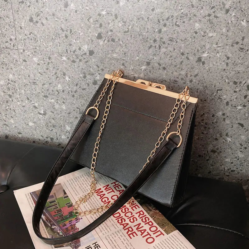Women's PU Leather Shoulder Bag with Chain Strap
