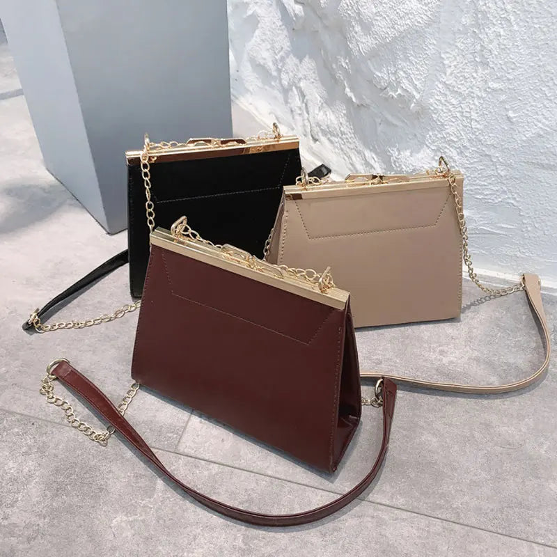 Women's PU Leather Shoulder Bag with Chain Strap