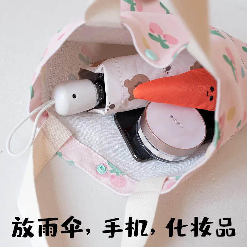 Fruit Canvas Tote Bag for Women Shopper Large Capacity Shoulder Bag
