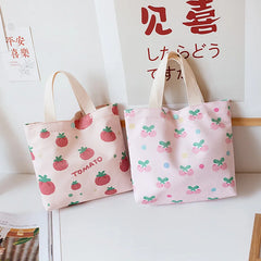 Fruit Canvas Tote Bag for Women Shopper Large Capacity Shoulder Bag