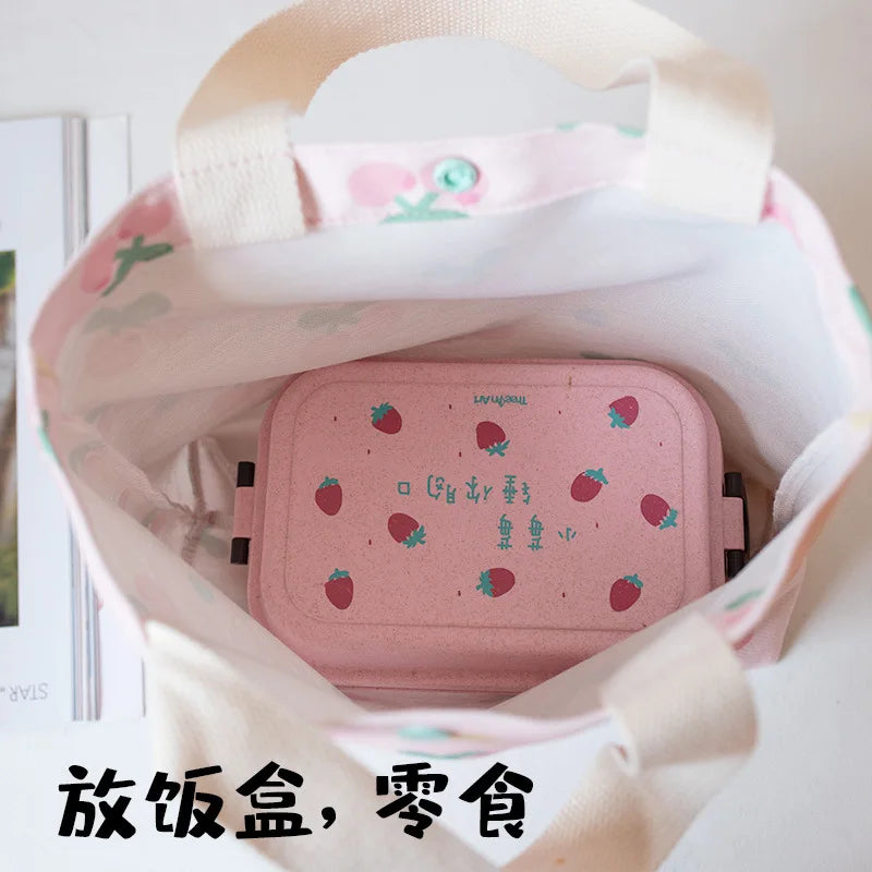 Fruit Canvas Tote Bag for Women Shopper Large Capacity Shoulder Bag