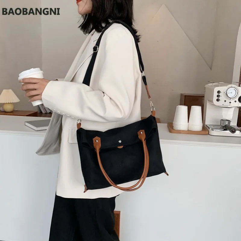 Canvas Shoulder Bag Large Capacity Double Strap Tote Bag