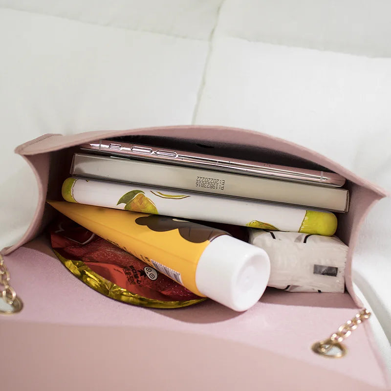 Women's PU Leather Shoulder Messenger Bag Pink Purse Clutch