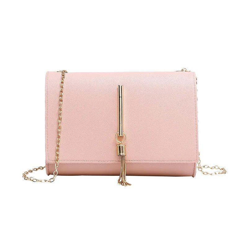 Women's PU Leather Shoulder Messenger Bag Pink Purse Clutch
