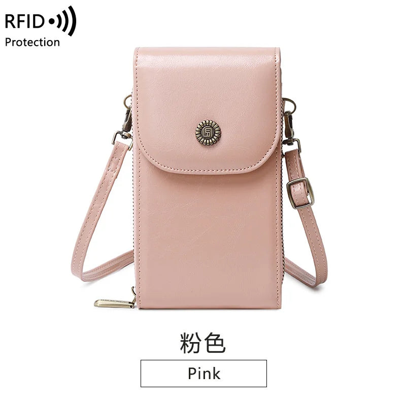 Oilskin Vertical Crossbody Bag Small Shoulder Mobile Bag