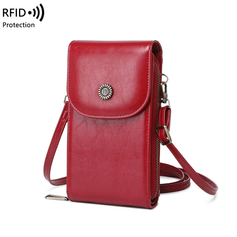 Oilskin Vertical Crossbody Bag Small Shoulder Mobile Bag