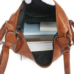 Women Zipper PU Leather Messenger Bags Multipurpose Backpack