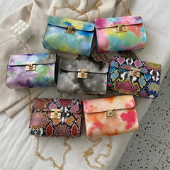 Rainbow PU Leather Messenger Bag Women Crossbody Girl Shoulder Bag