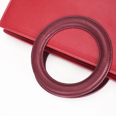 Red Circular Handle Ladies Tote Bag Shoulder Bag