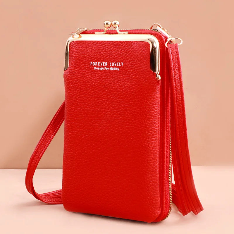 Lady's Mobile Phone Bag Solid Crossbody Small Purse Handbag Clutch