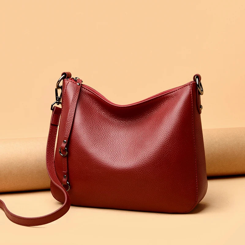 Large Capacity Cowhide Women Handbag Shoulder Bag Leather Totes Messenger Bag