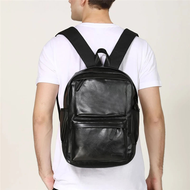Waterproof Leather Backpack for Men with Laptop Storage