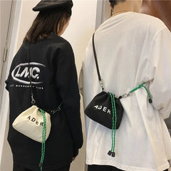 Canvas Mini Crossbody Bag Small Bucket Female Handbag