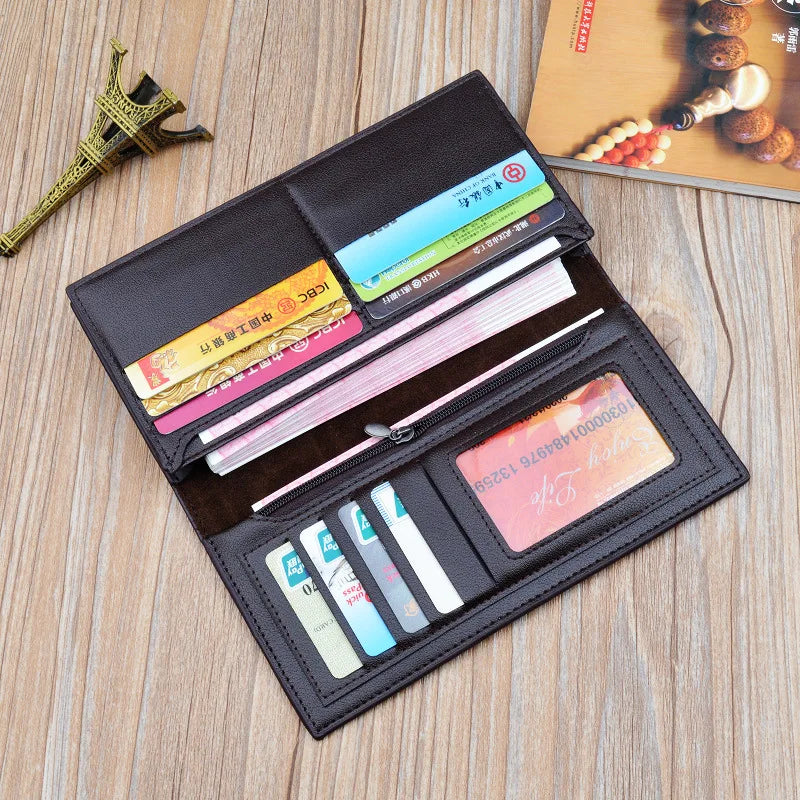 Men Long Wallet Embossed Vertical Suit Bag Large Capacity Soft Wallet Clutch