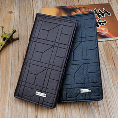 Men Long Wallet Embossed Vertical Suit Bag Large Capacity Soft Wallet Clutch