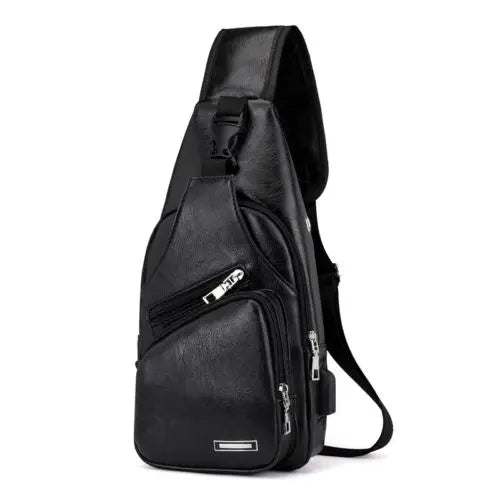 Men's Leather Sling Pack Chest Shoulder Crossbody Bag