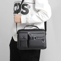 Men's Shoulder Bag Portable PU Leather Handbag