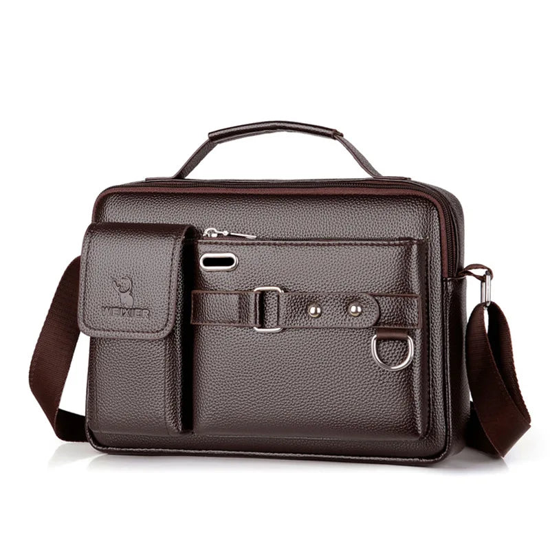 Men's Shoulder Bag Portable PU Leather Handbag