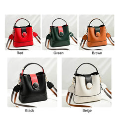 Bucket Shoulder Bag Women PU Leather Vintage Lady Handbag