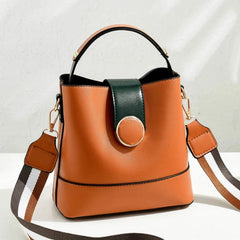 Bucket Shoulder Bag Women PU Leather Vintage Lady Handbag
