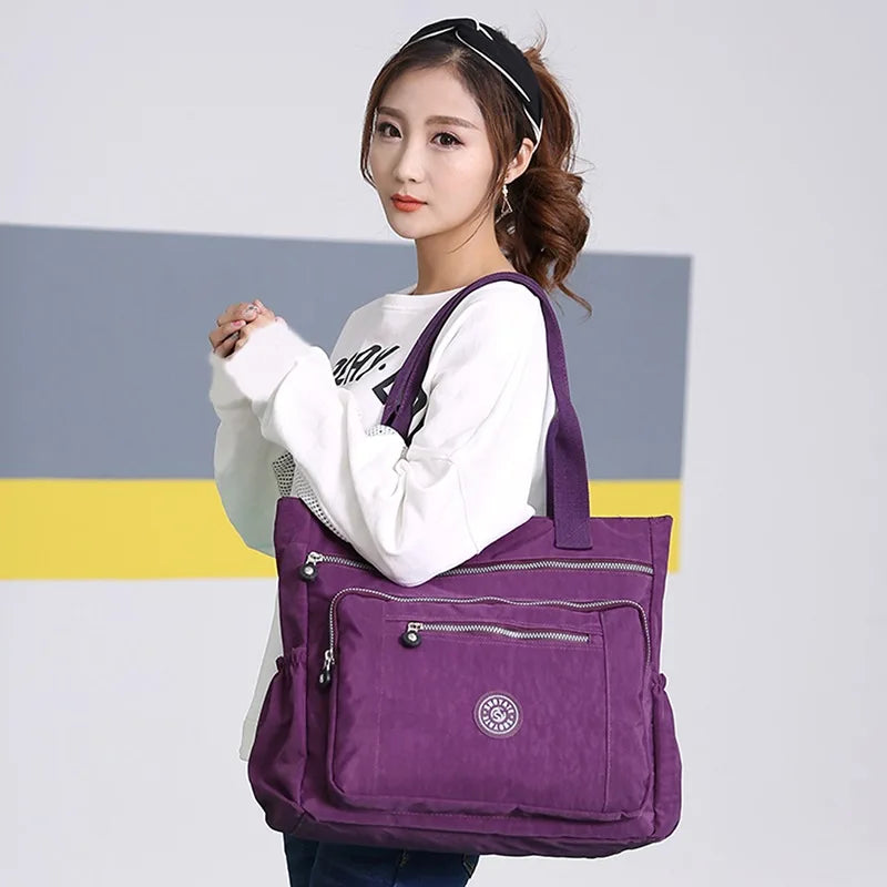 Women's Nylon Shoulder Bag Large Capacity Tote Shopping Bag
