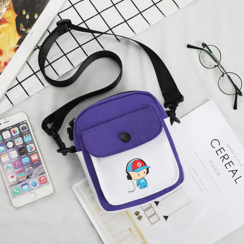 Mini Canvas Shoulder Bag Small Messenger Bag for Keys Phone