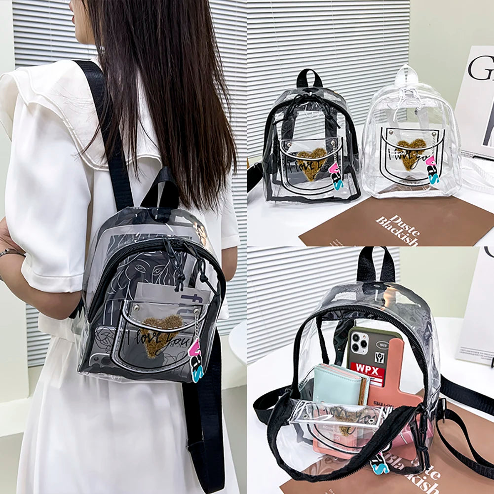 Mini Women Backpack Transparent PVC Girls School Bags Student Small Bookbags