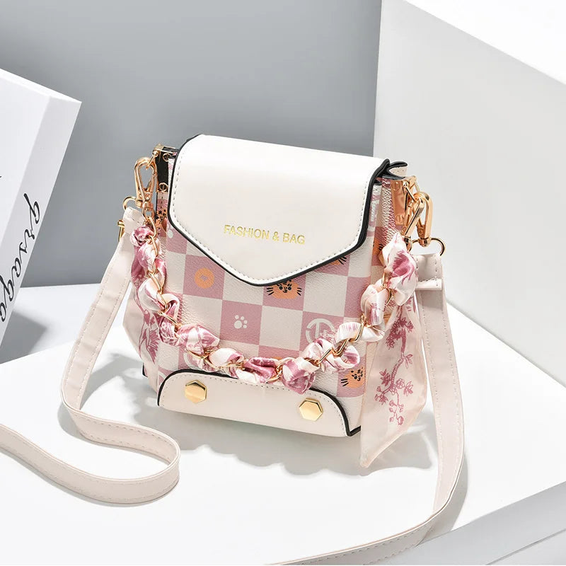 One Shoulder Net Red Small Square Bag Women's Texture Mini Mobile Phone Bag