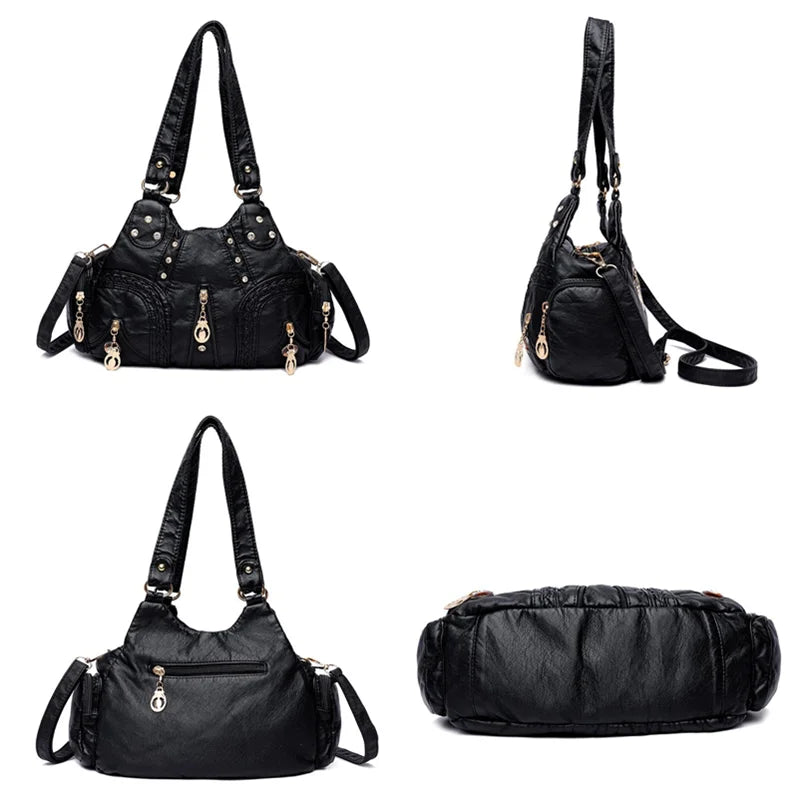 PU Leather Women Handbag Soft Large Capacity Messenger Tote Bag