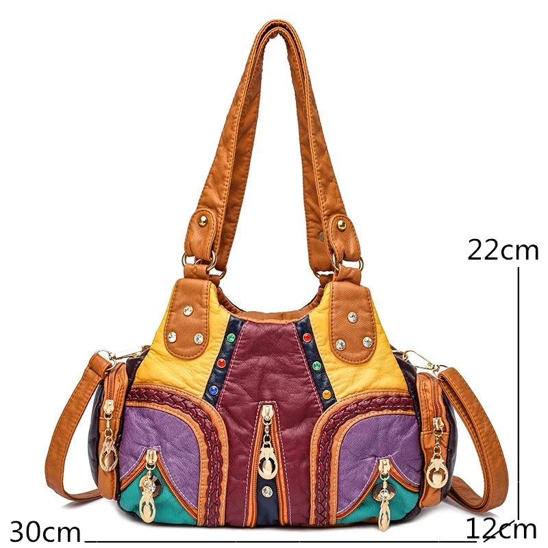 Soft PU Leather Large Capacity Women Handbag