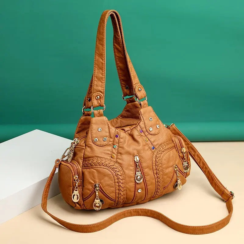 Soft PU Leather Large Capacity Women Handbag