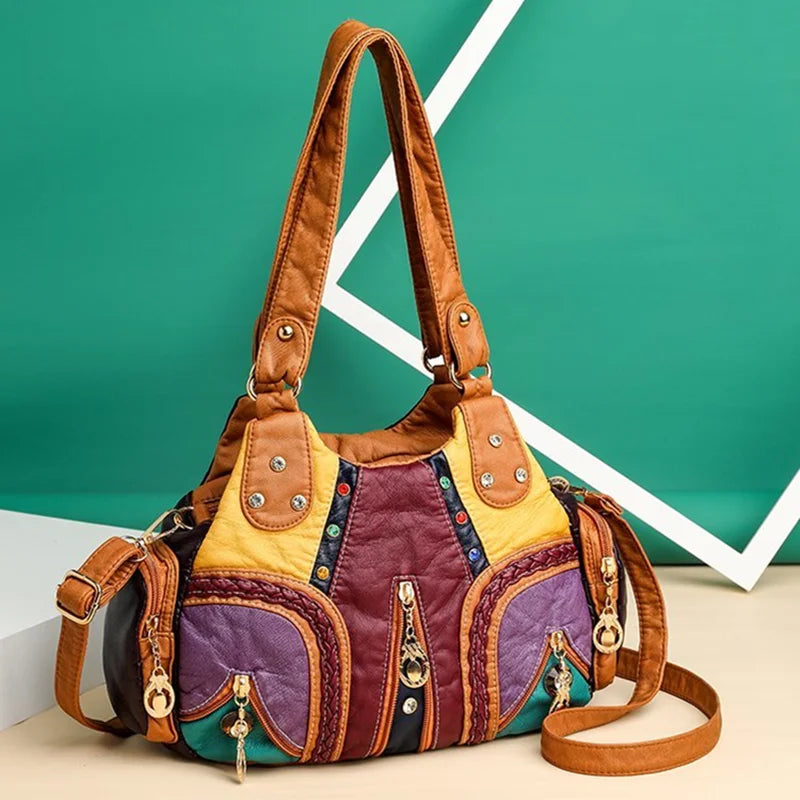 PU Leather Women Handbag Soft Large Capacity Messenger Tote Bag