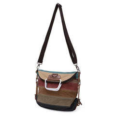 Patchwork Block Canvas Backpack Rucksack Girls School Bag