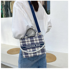 Plaid Handheld Tote Bag For Women