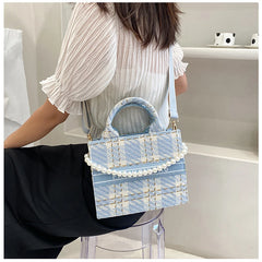 Plaid Handheld Tote Bag For Women