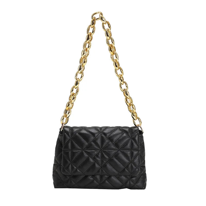 Plaid Shoulder Bag with Thick Chain for Women Handbags and Purses
