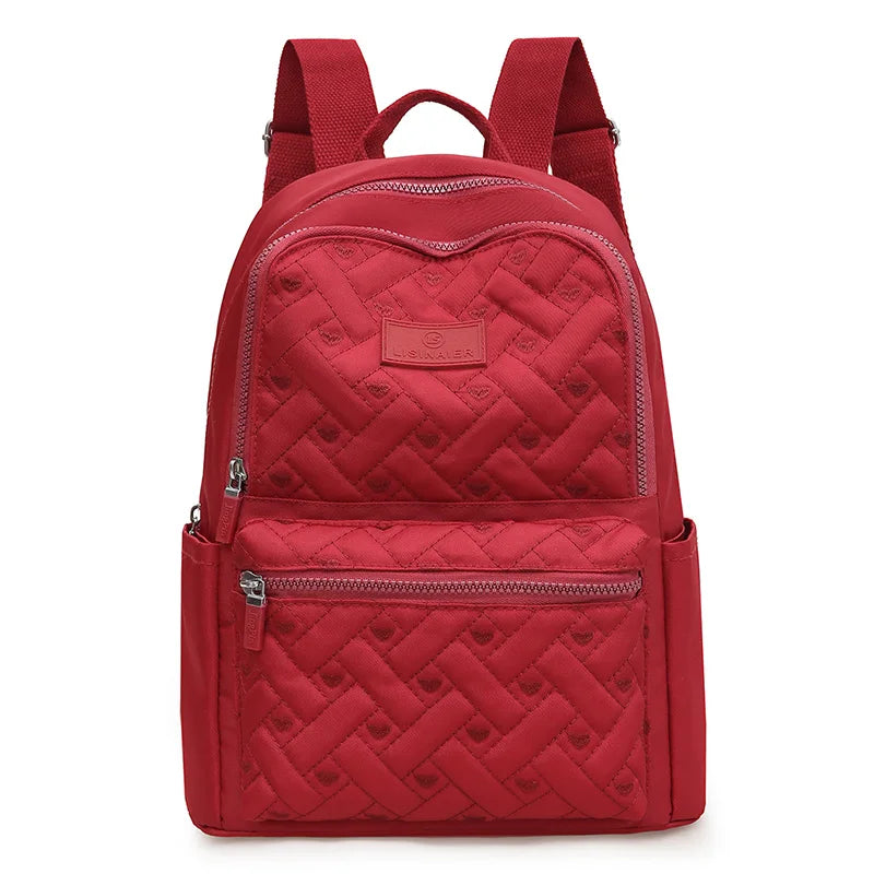 Plaid Women Backpack Durable Fabric Oxford School Bag
