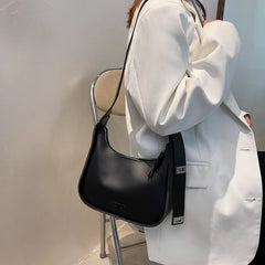 Retro Messenger Bag Wide Strap Solid Lady Underarm Bag