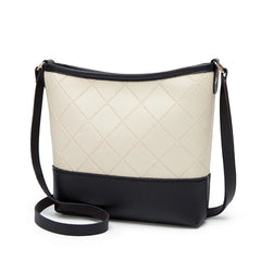 Rhombic Crossbody Bag PU Leather Wide Strap Handbag Small Shoulder Bag
