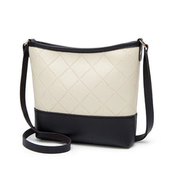 Rhombic Crossbody Bag PU Leather Wide Strap Handbag Small Shoulder Bag