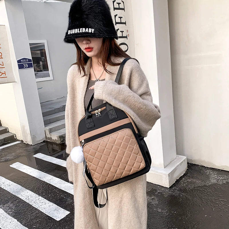 Rhombus Anti-Theft Casual School Backpack Ladies Bags