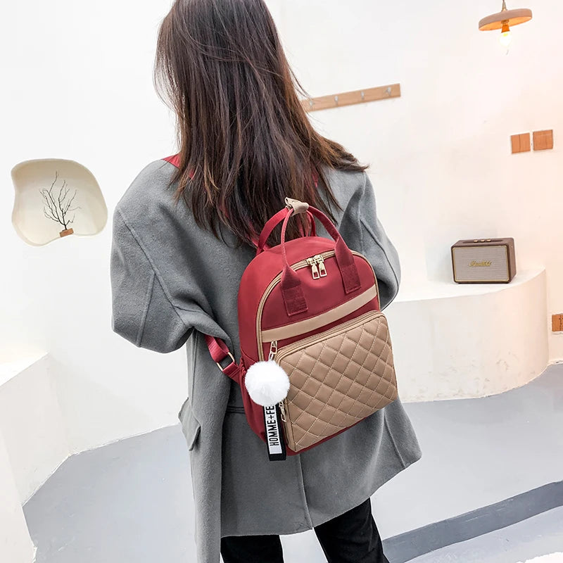 Rhombus Anti-Theft Casual School Backpack Ladies Bags