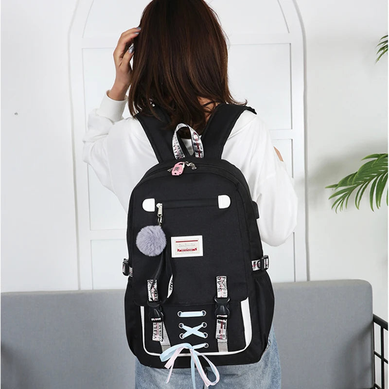 Large School Backpack with USB Port for Teens