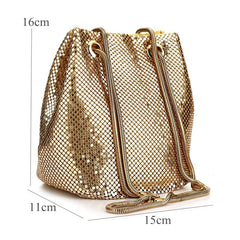 Sequin Women Drawstring Bucket Bag Female Party Purse Handbags