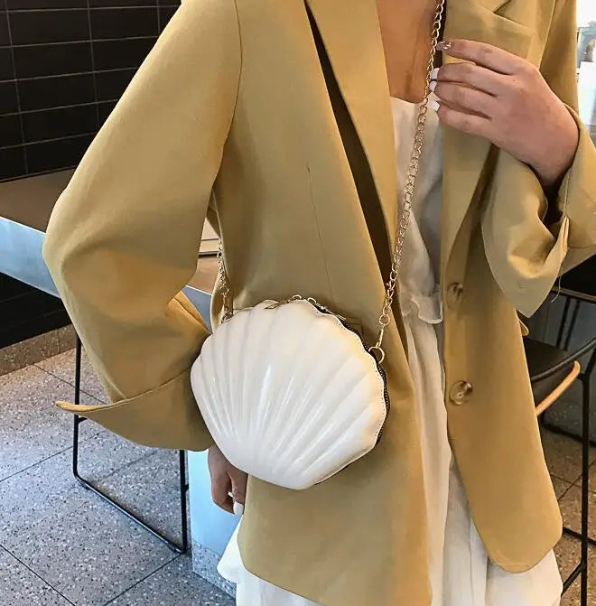 Small PVC Shell Bag Crossbody Solid Shoulder Chain Handbags